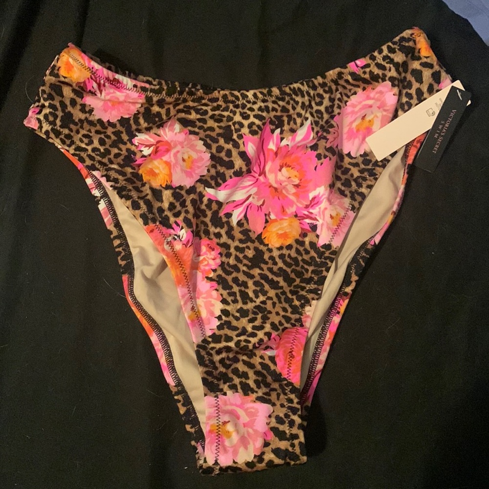 Cheetah and flower print high wasted victorias secret bottoms swim